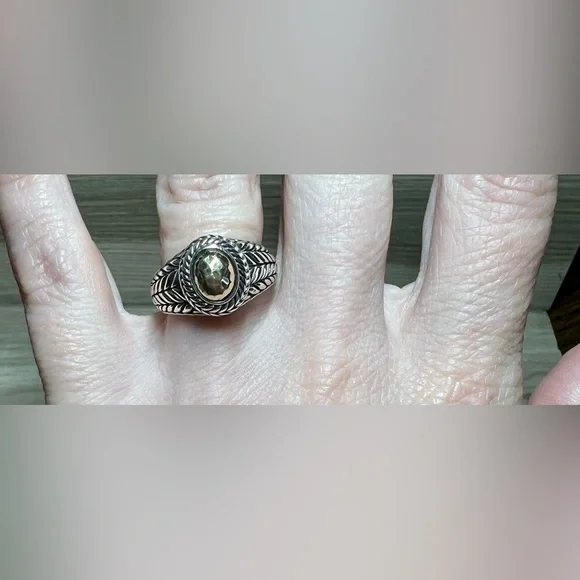 Designer JAI John Hardy Sterling Silver/14 K Gold Basket Weave Ring, Size 5 - Picture 8 of 8